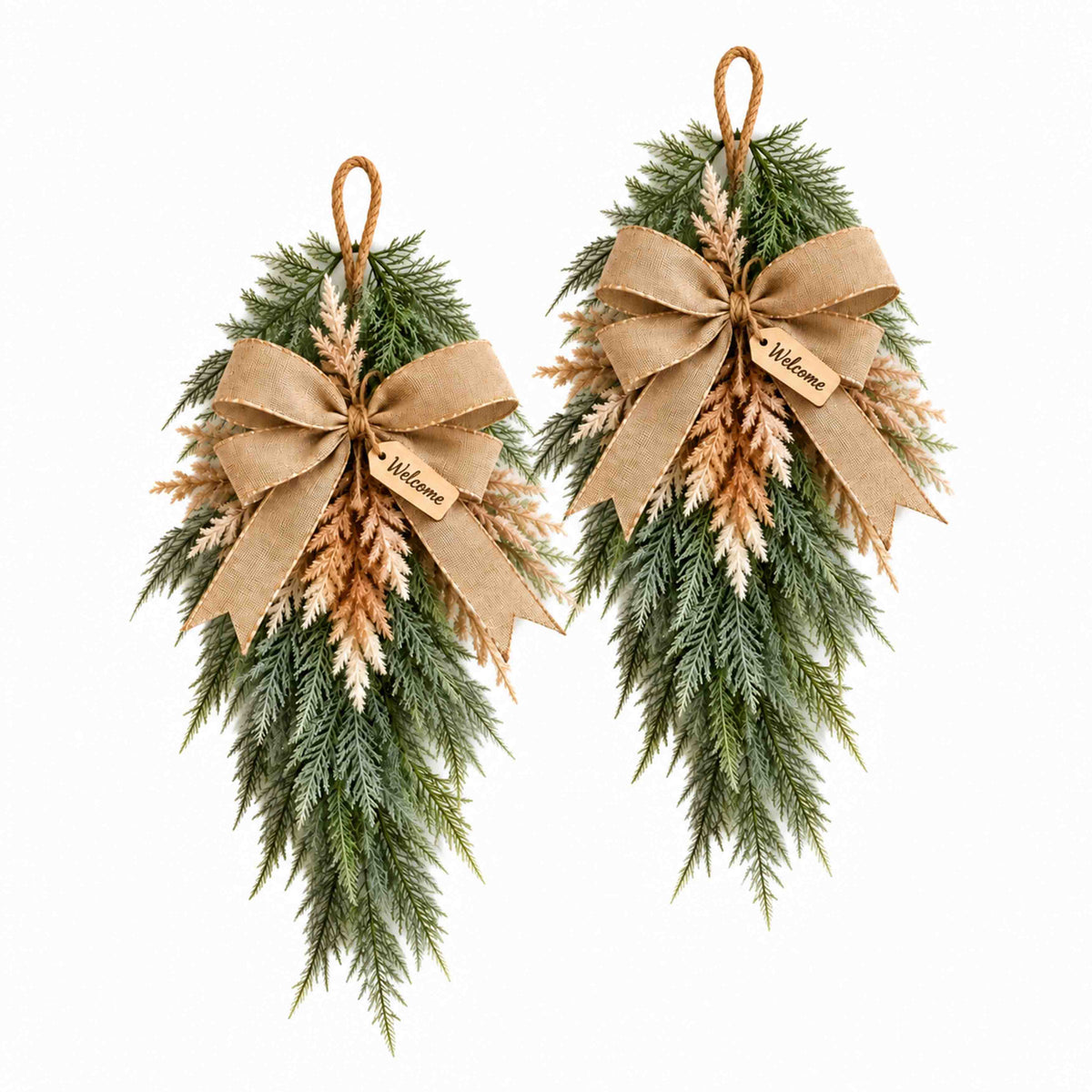 Frosted Cypress & Astilbe Door Swag – Handcrafted Faux Greenery Front Door Decor