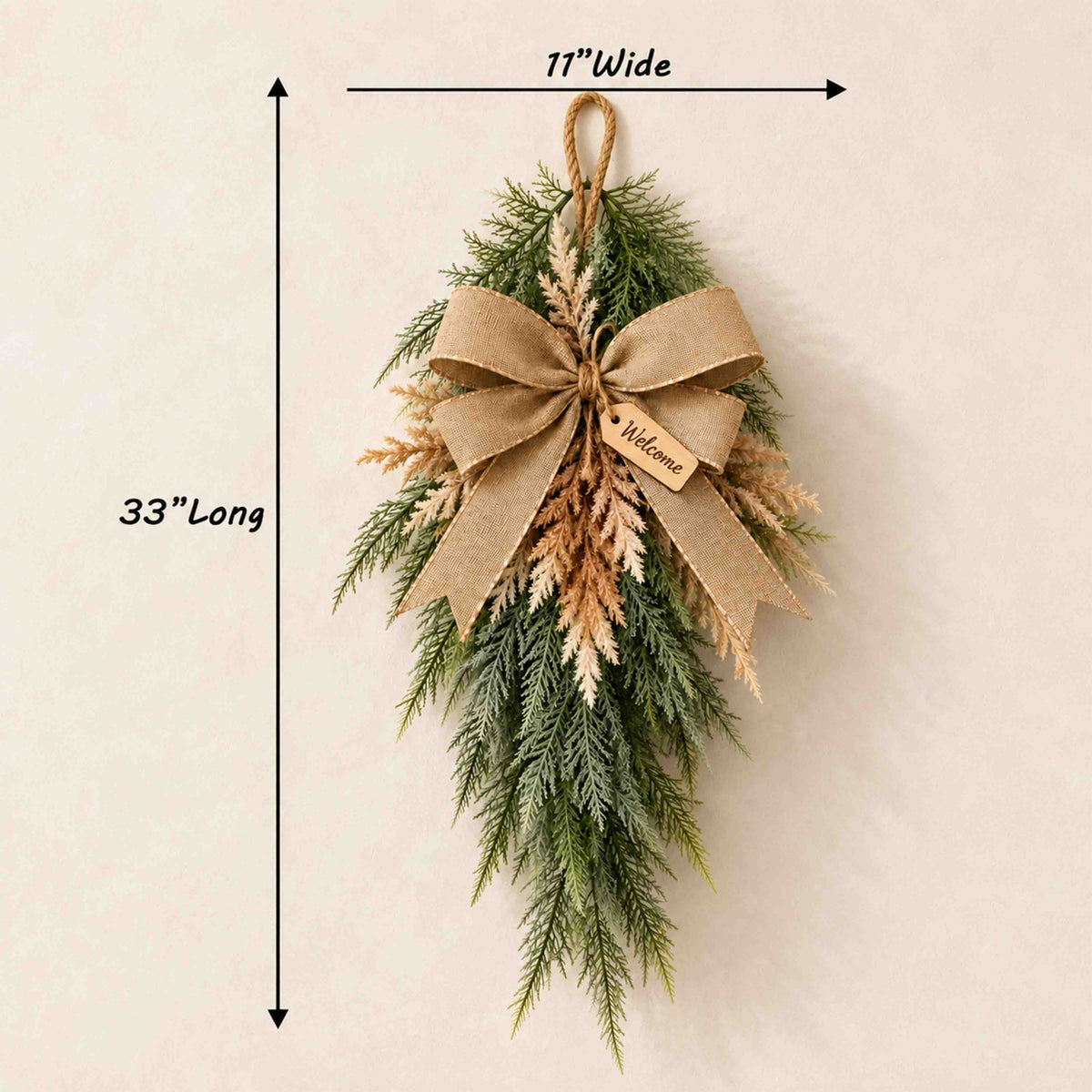 Frosted Cypress & Astilbe Door Swag – Handcrafted Faux Greenery Front Door Decor